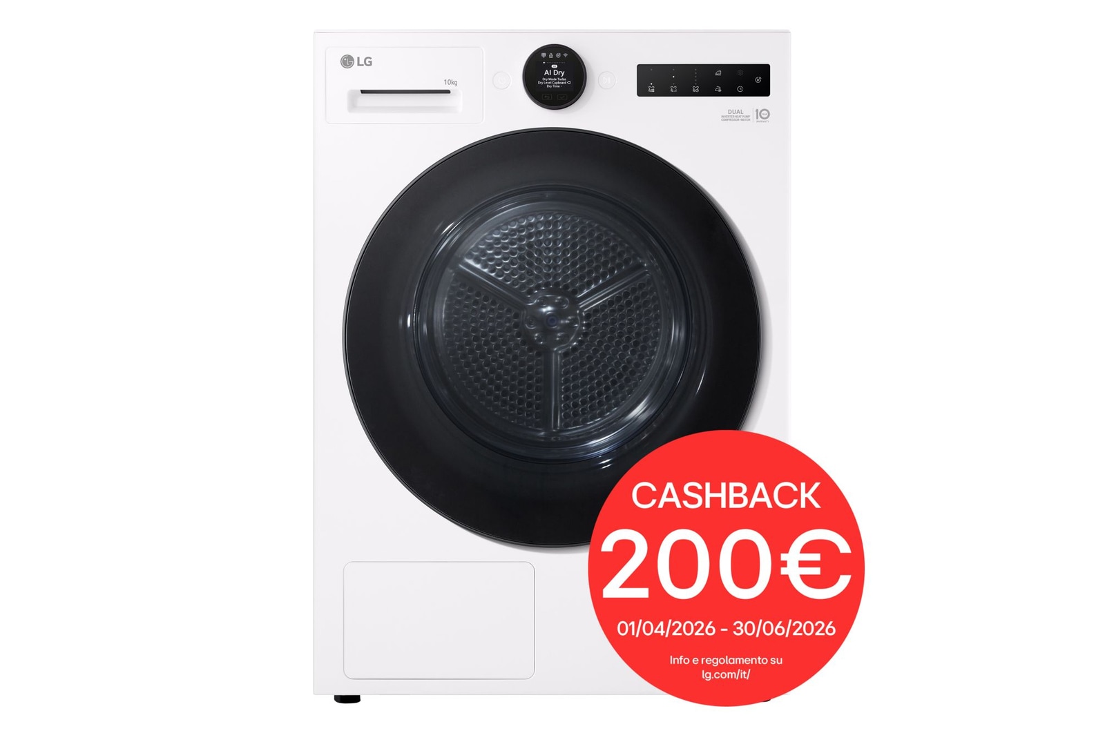 Foto frontale asciugatrice RHX7010TWB con bollo cashback
